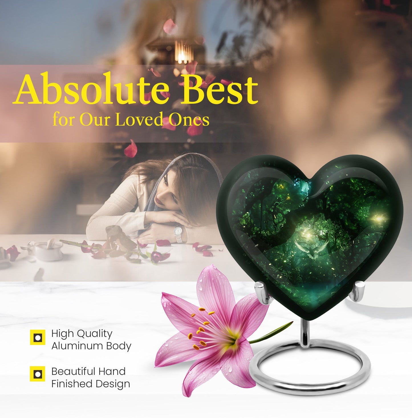 Dove themed Heart Urn for ashes