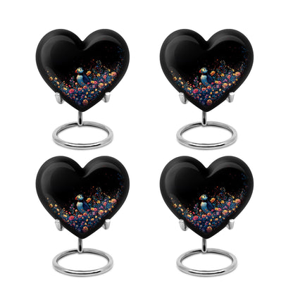 Puffin bird-themed heart urn for adult ashes