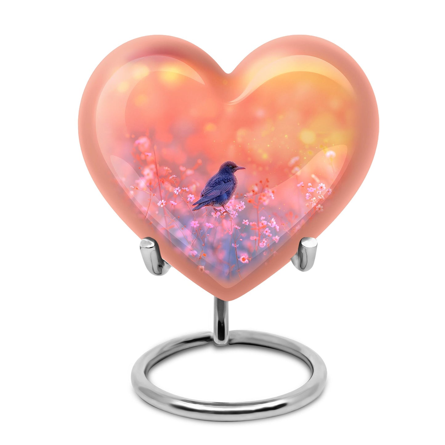 Pink Personalized Bird Cremation Urn for Women - 10-inch, 200 cu in - Yatskia