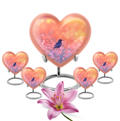 Pink Personalized Bird Cremation Urn for Women - 10-inch, 200 cu in - Yatskia