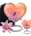 Solitary Bird Memorial Ashes Urn For Women - Pink Cremation Urn For Female