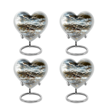 Puffin Bird-themed large heart urn for cremation ashes
