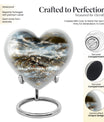 Puffin Bird-themed large heart urn for cremation ashes