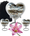 Puffin Bird-themed large heart urn for cremation ashes