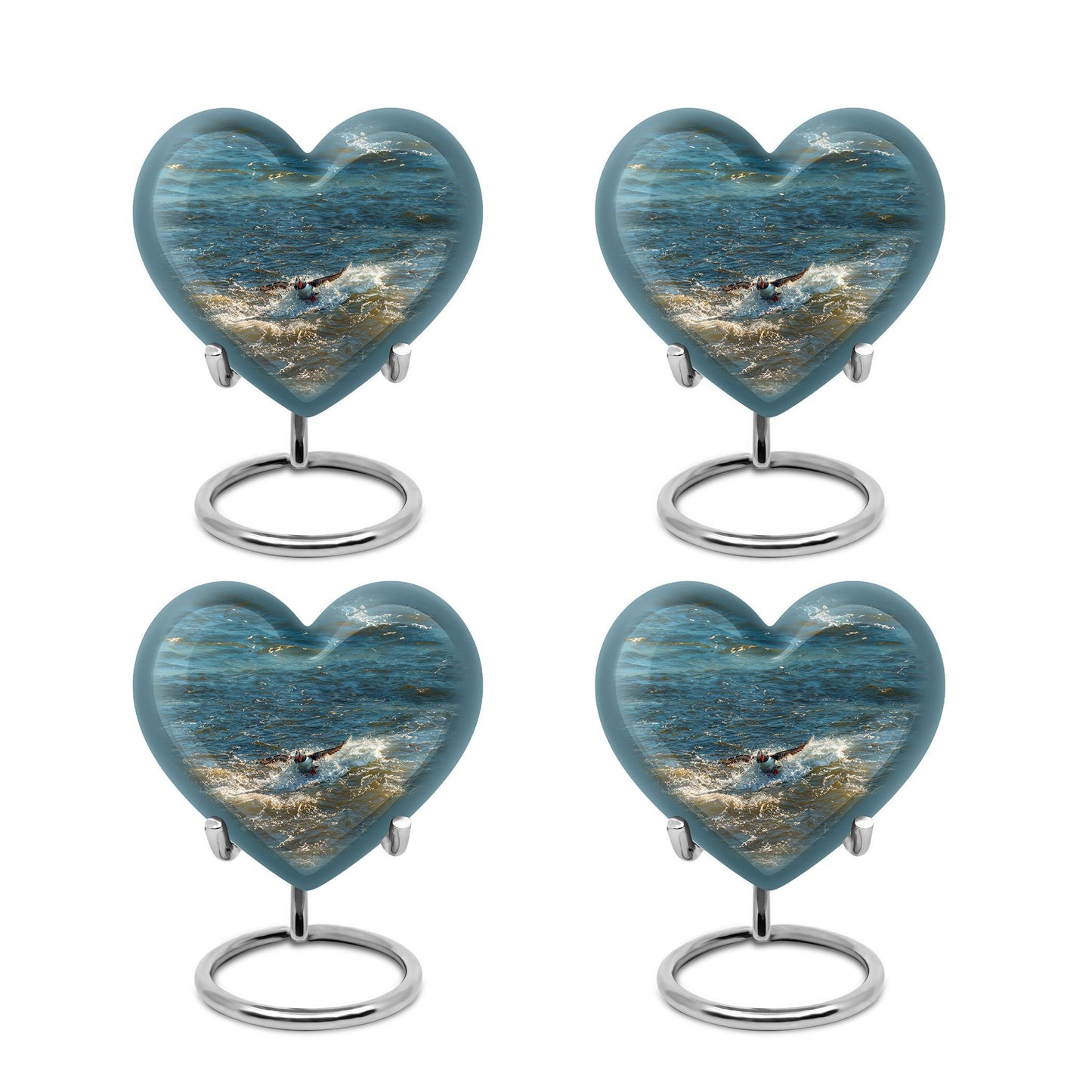 Puffin Bird Heart Urn for adult human ashes.