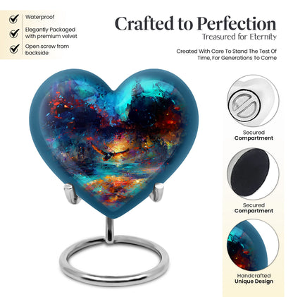 Puffin Bird themed Heart Urn
