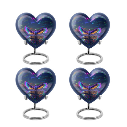 heart urn with puffin bird theme