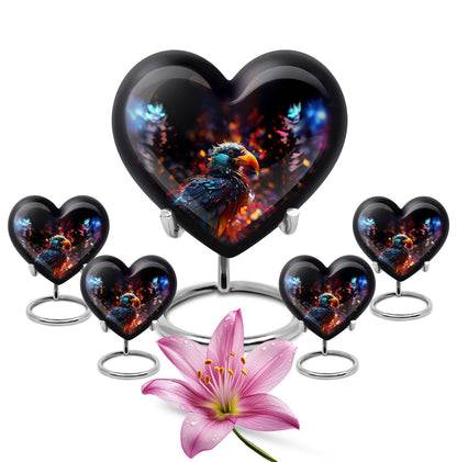 Puffin Bird Heart Urn for cremation ashes