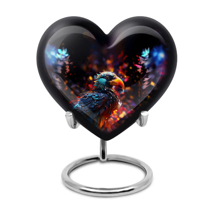 Puffin Bird Heart Urn for cremation ashes