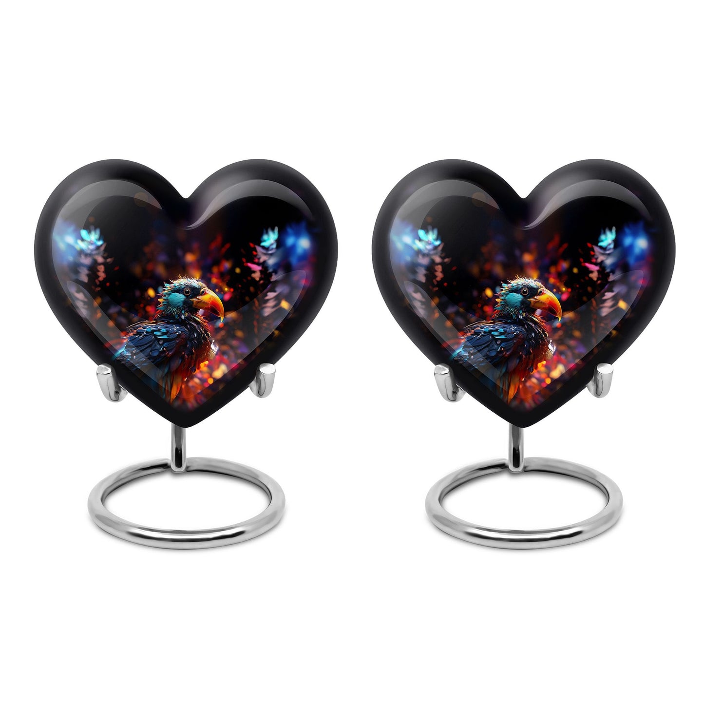 Puffin Bird Heart Urn for cremation ashes