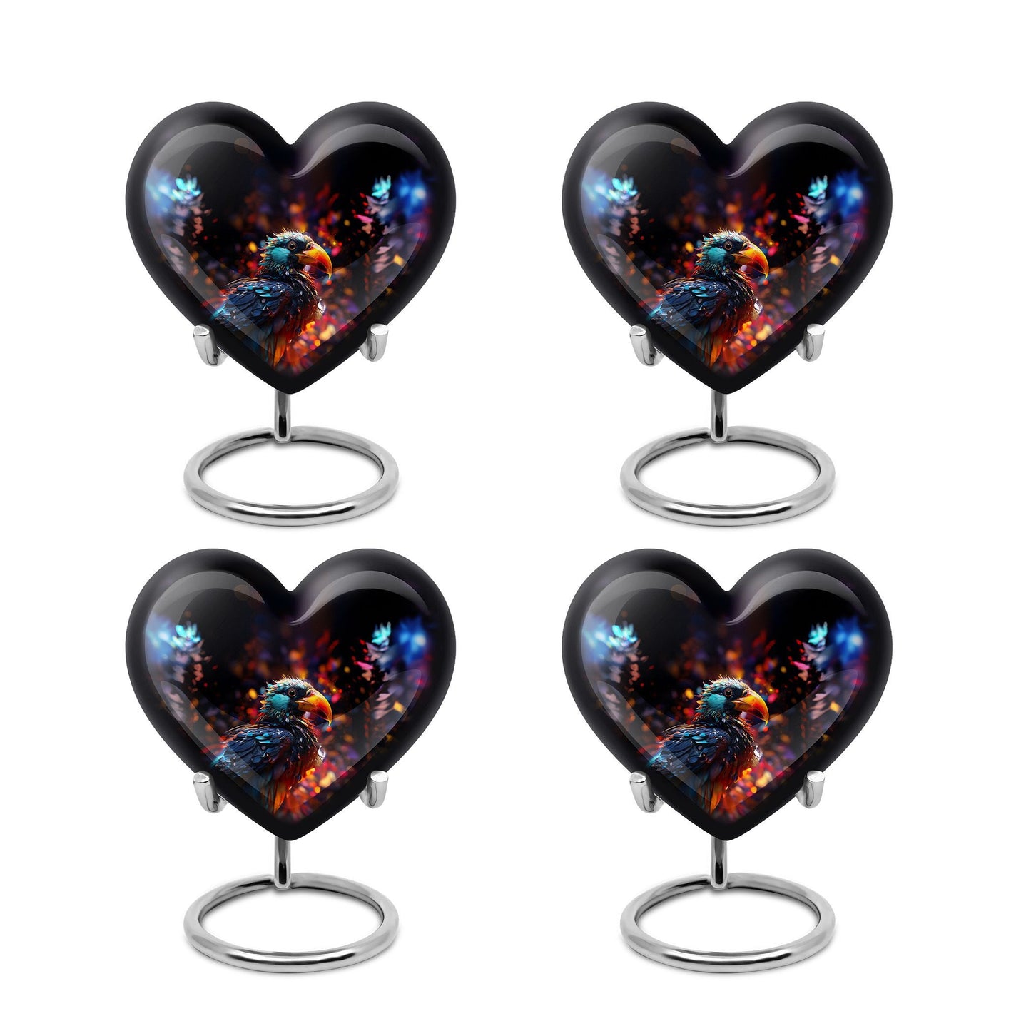 Puffin Bird Heart Urn for cremation ashes