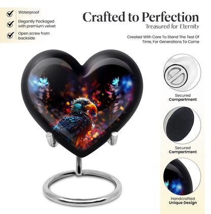 Puffin Bird Heart Urn for cremation ashes