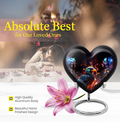 Puffin Bird Heart Urn for cremation ashes
