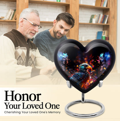 Puffin Bird Heart Urn for cremation ashes