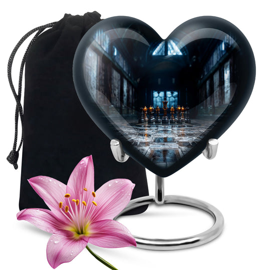 Chess Themed Heart-Shaped urn