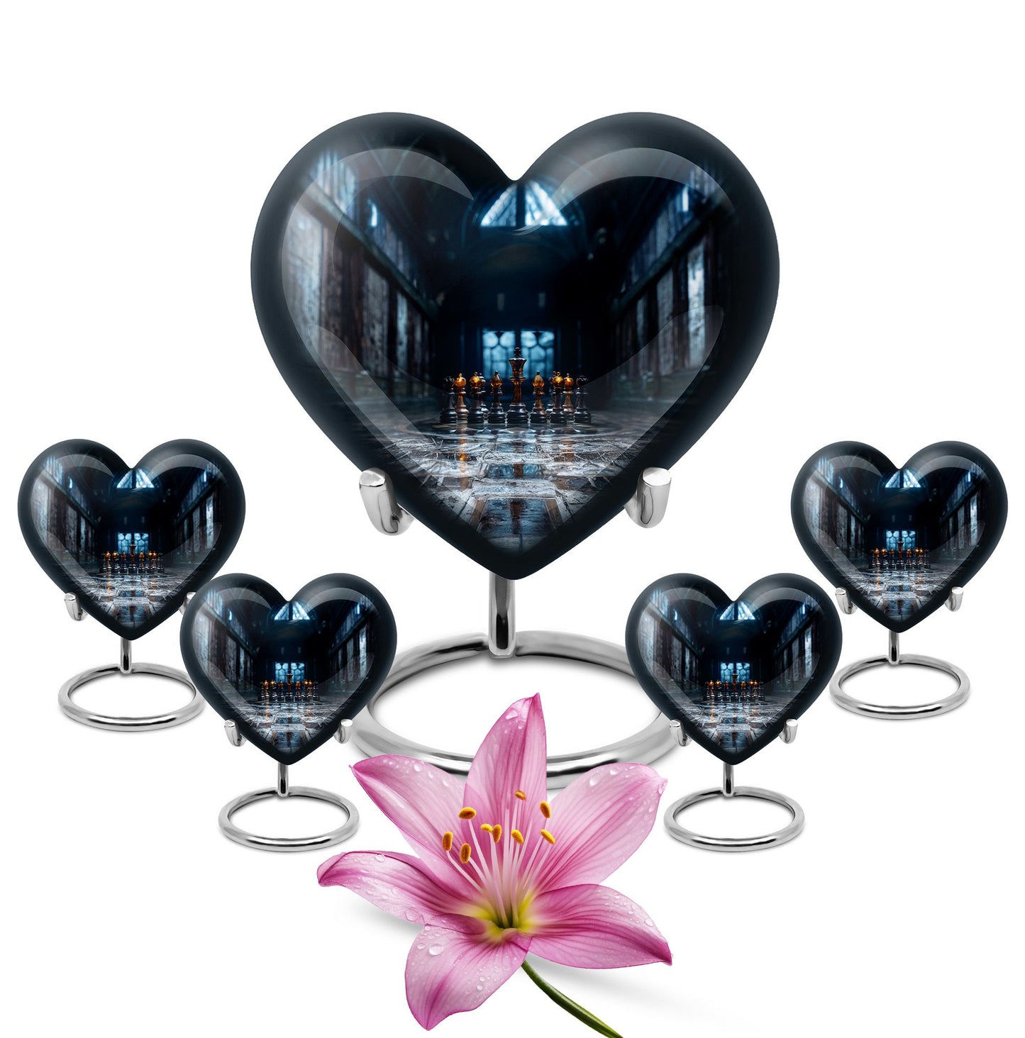 Chess Themed Heart-Shaped urn