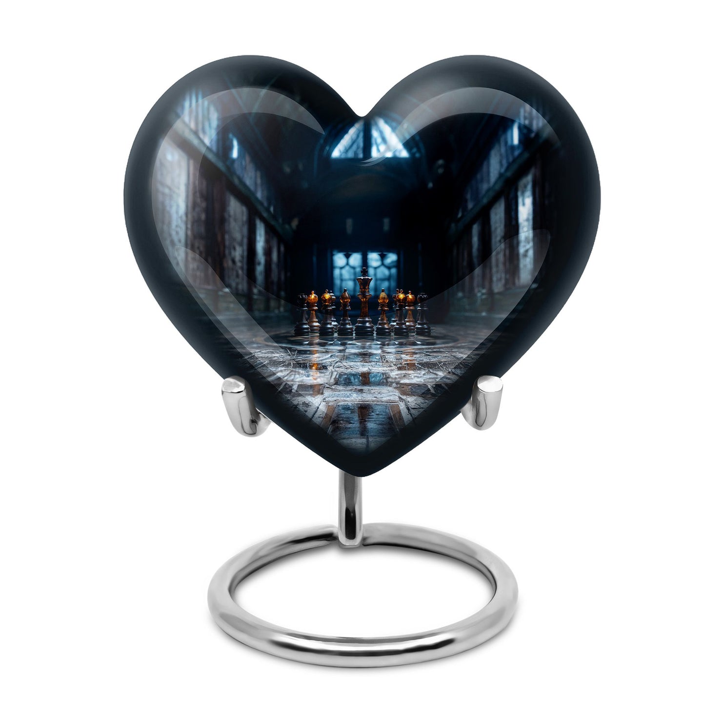 Chess Themed Heart-Shaped urn
