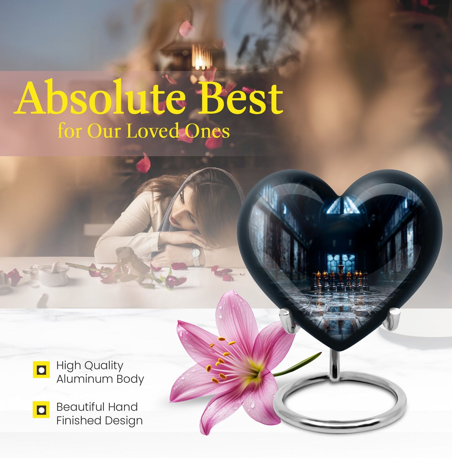 Chess Themed Heart-Shaped urn