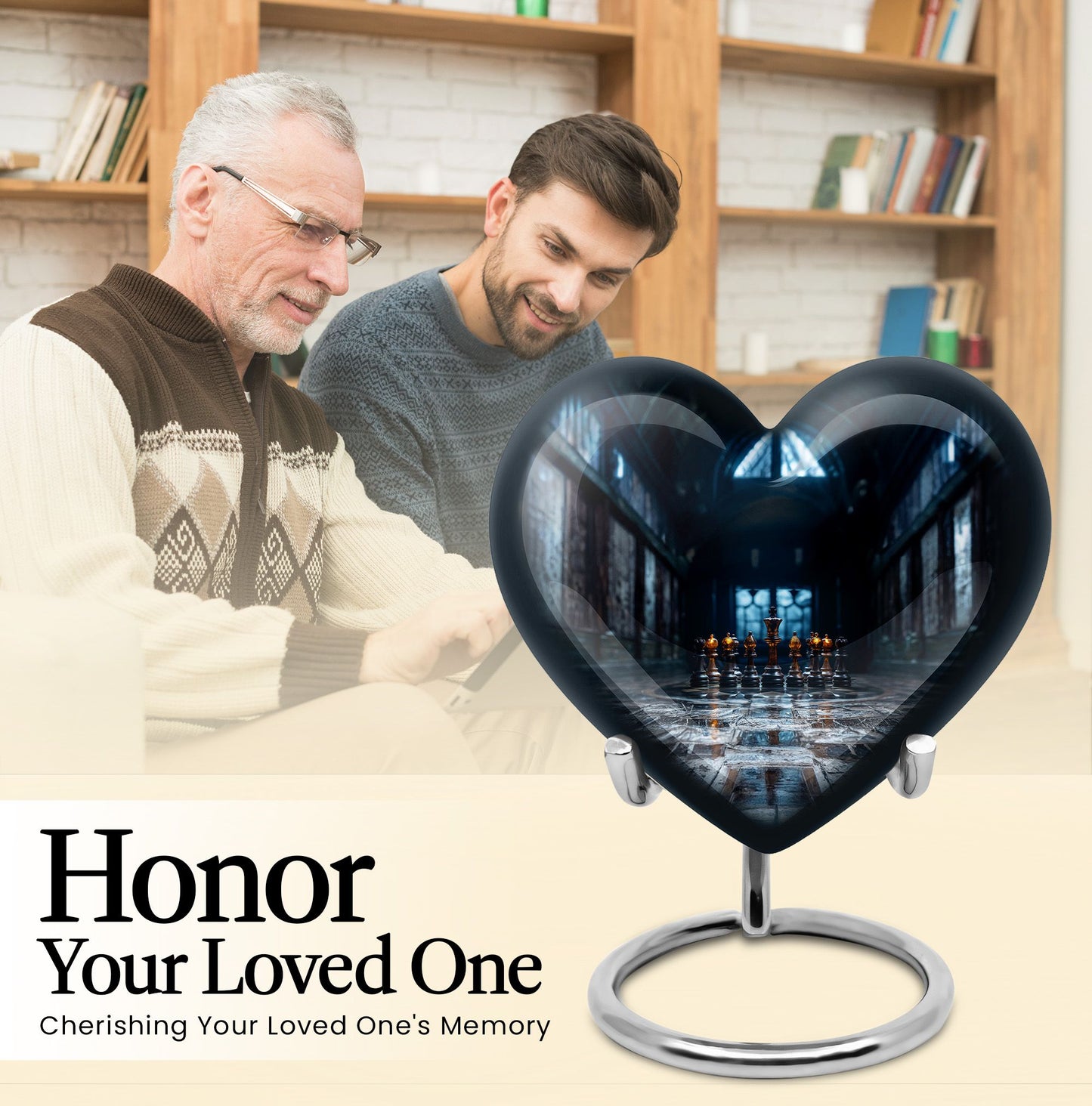 Chess Themed Heart-Shaped urn
