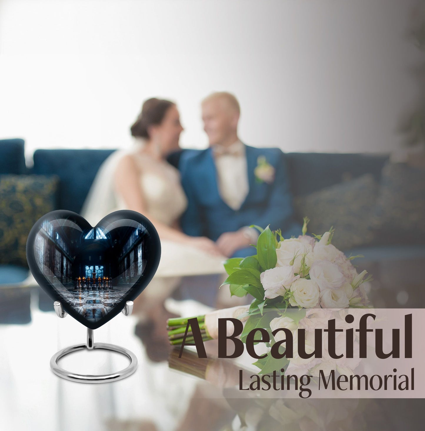 Chess Themed Heart-Shaped urn