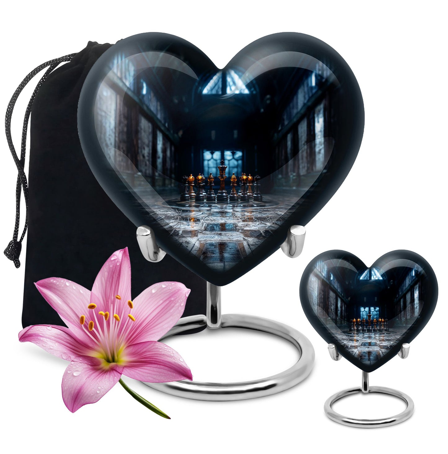 Chess Themed Heart-Shaped urn