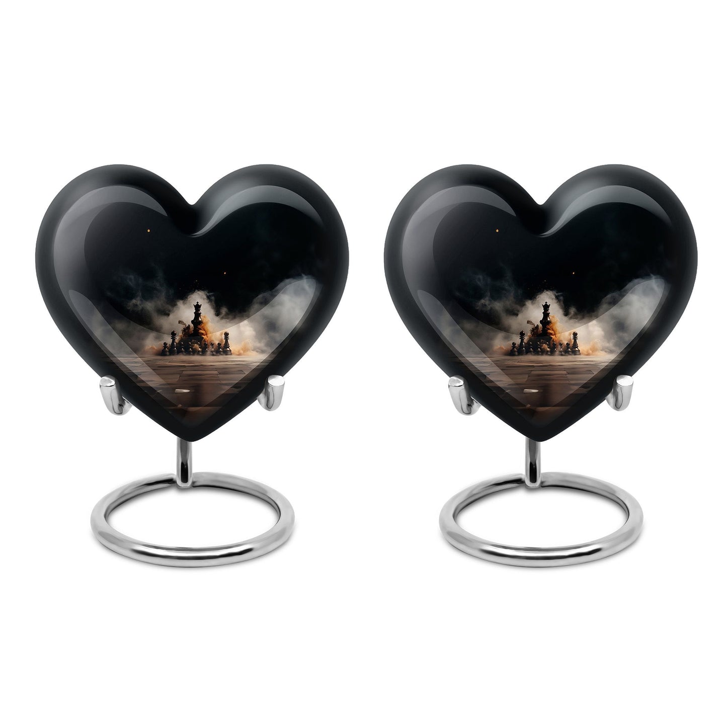Chess themed heart urn