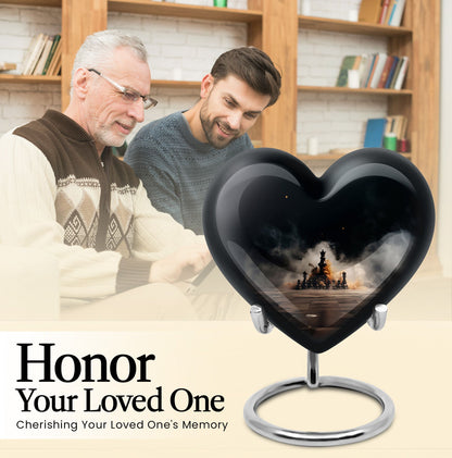 Chess themed heart urn
