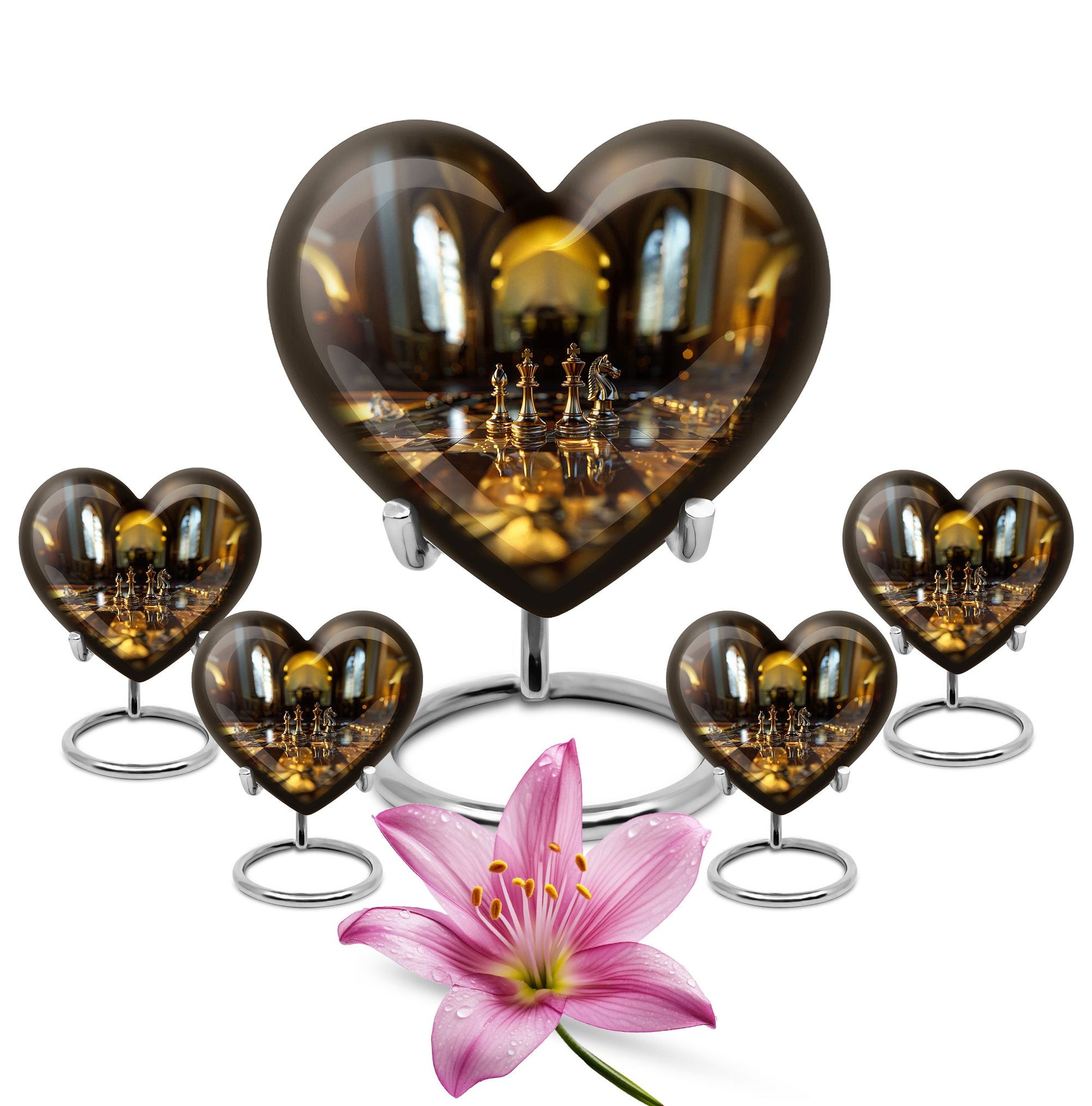 Chess heart design burial urn