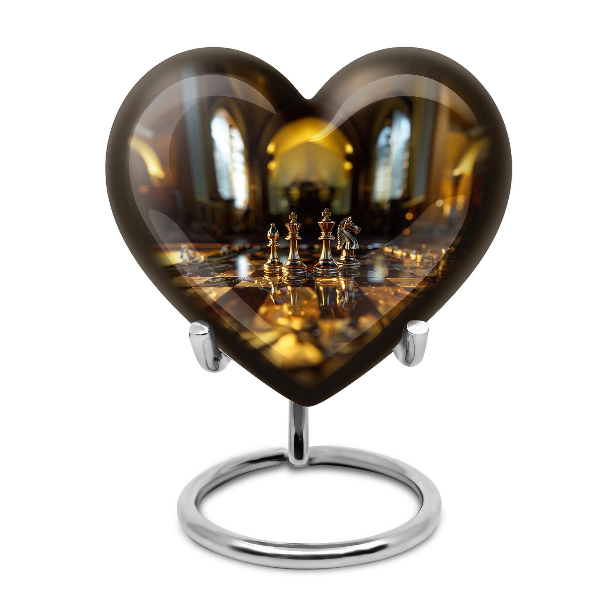 Chess heart design burial urn
