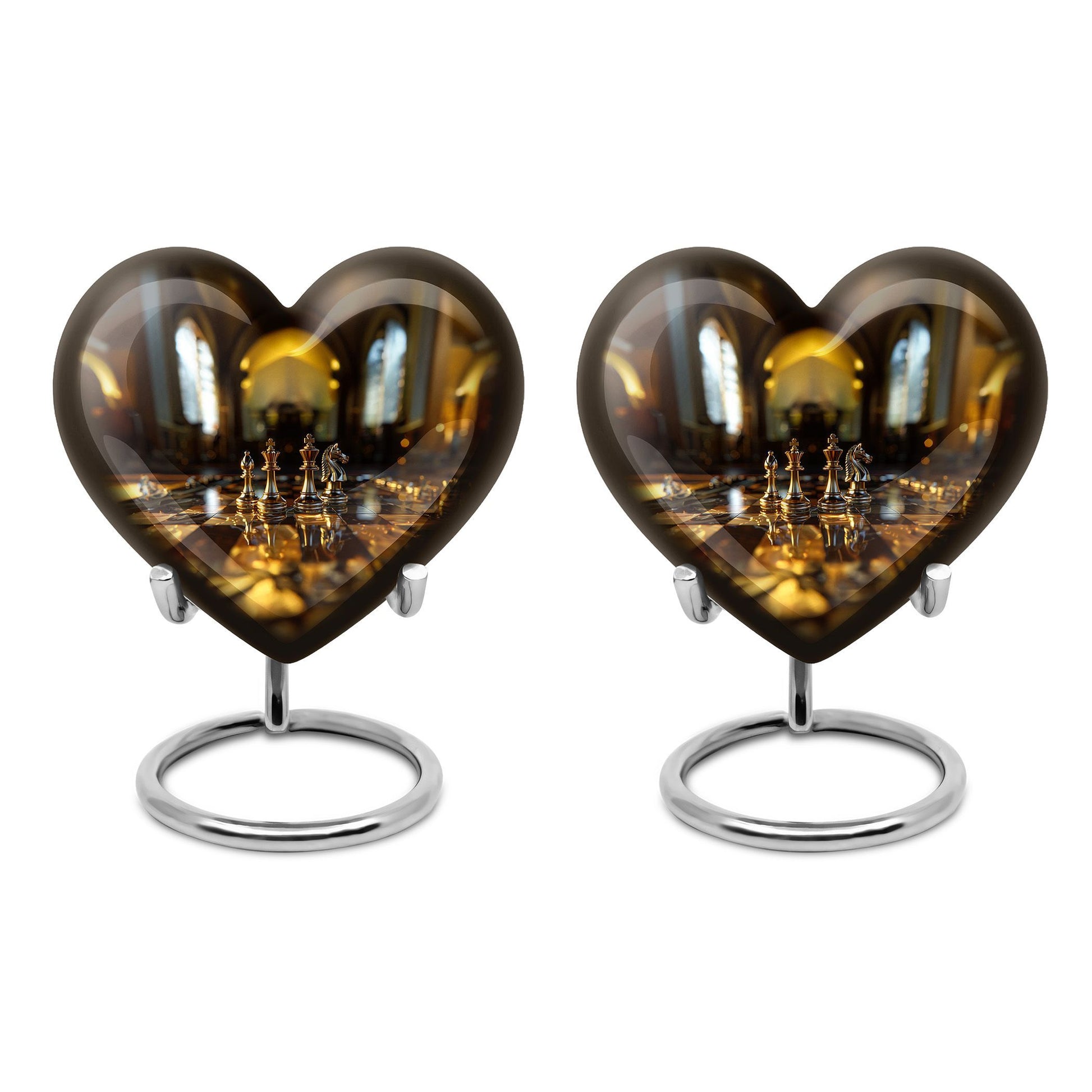 Chess heart design burial urn