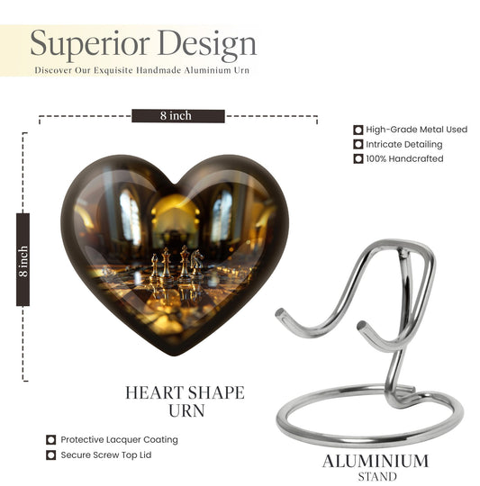 Chess heart design burial urn