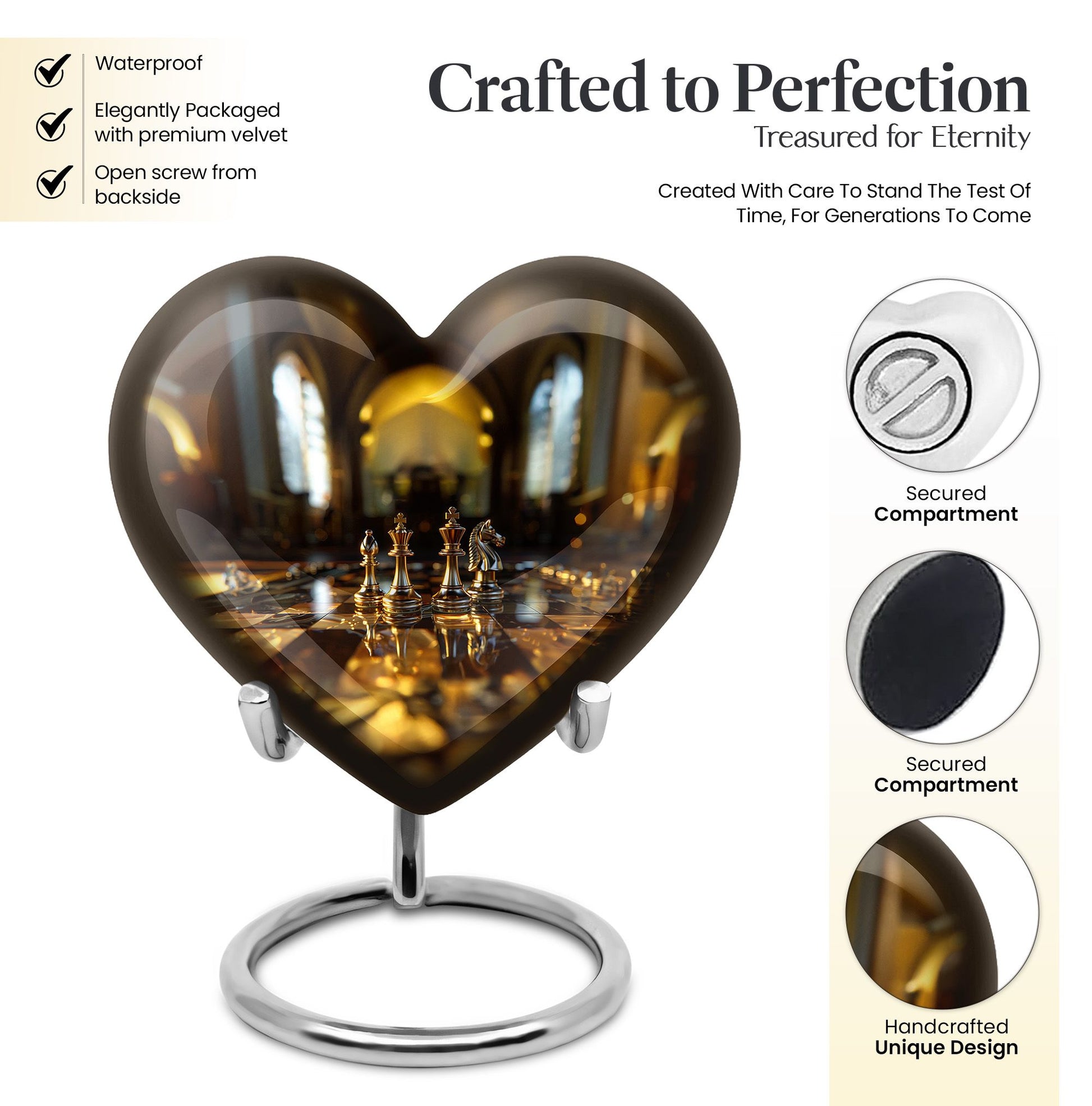 Chess heart design burial urn