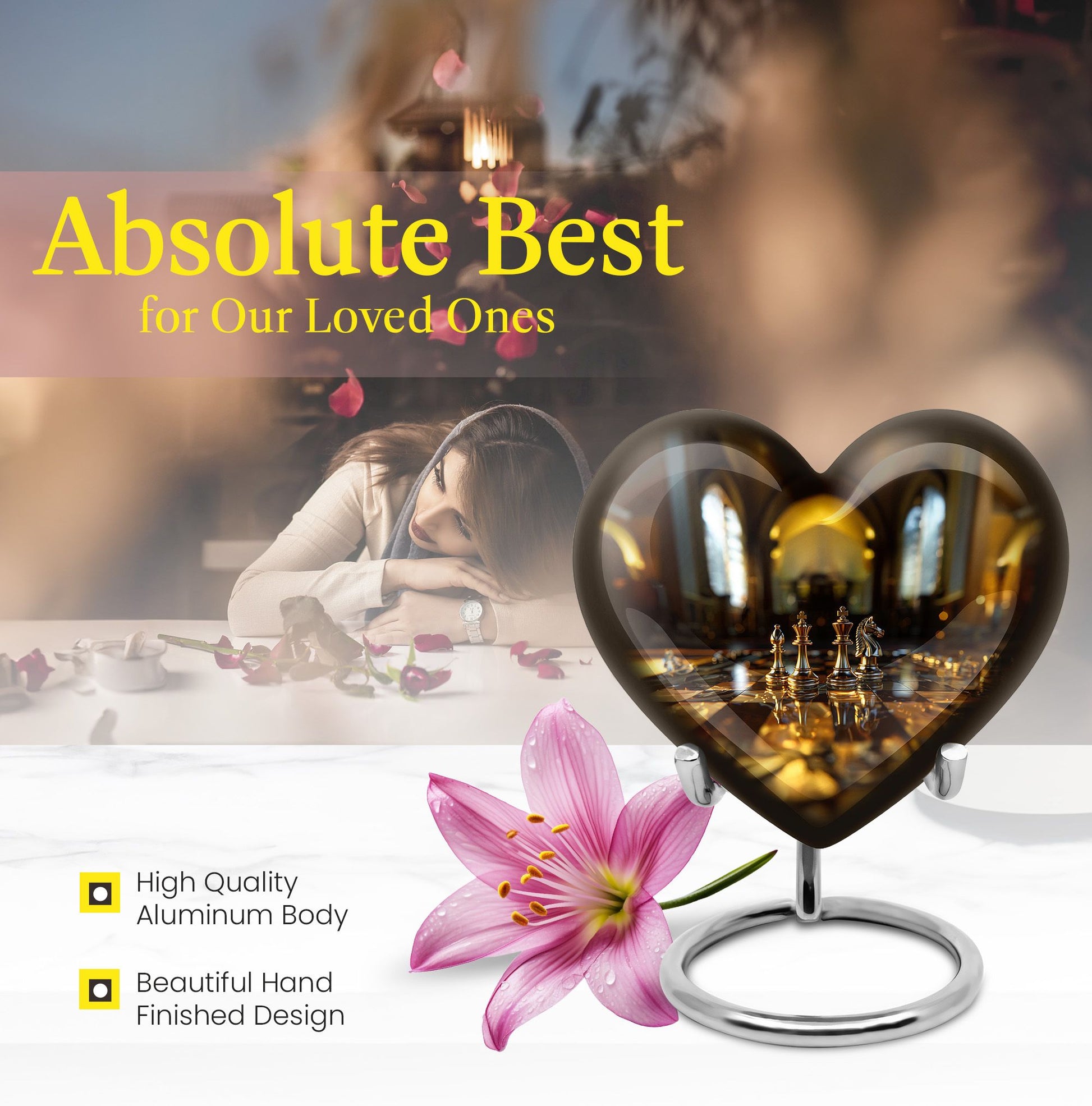 Chess heart design burial urn