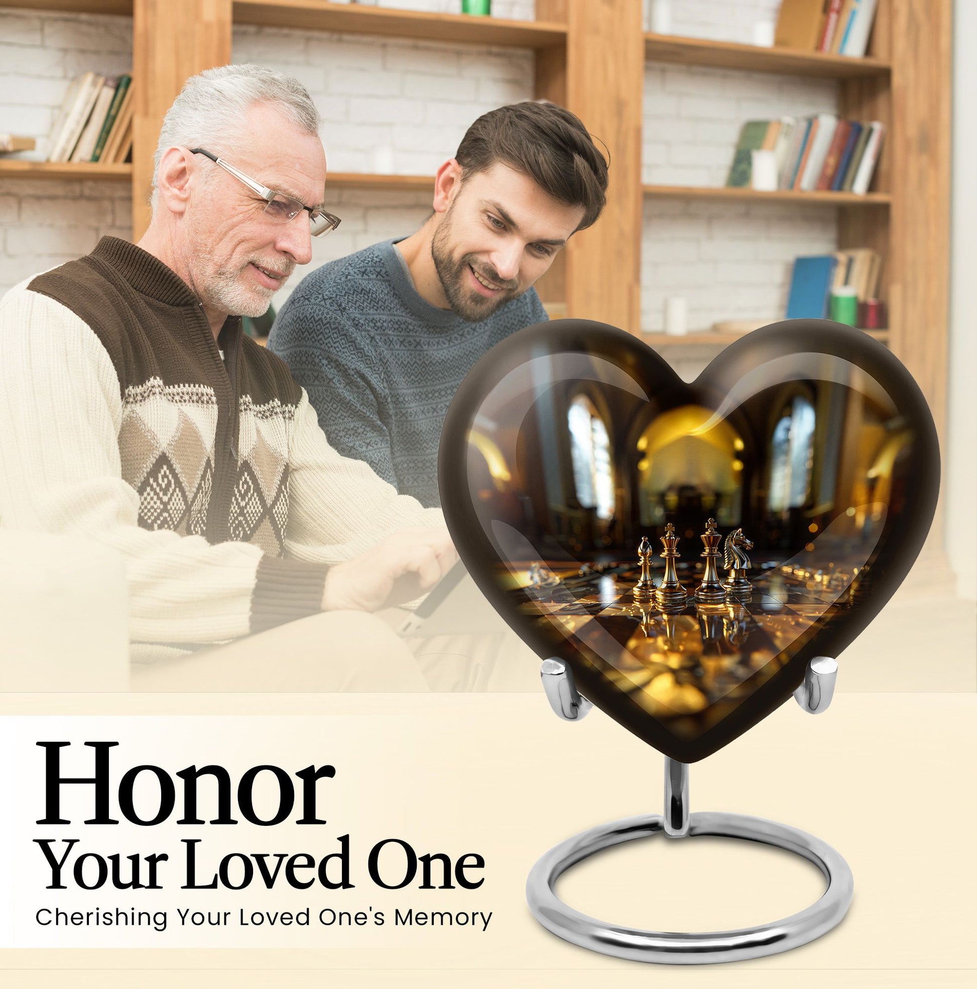 Chess heart design burial urn