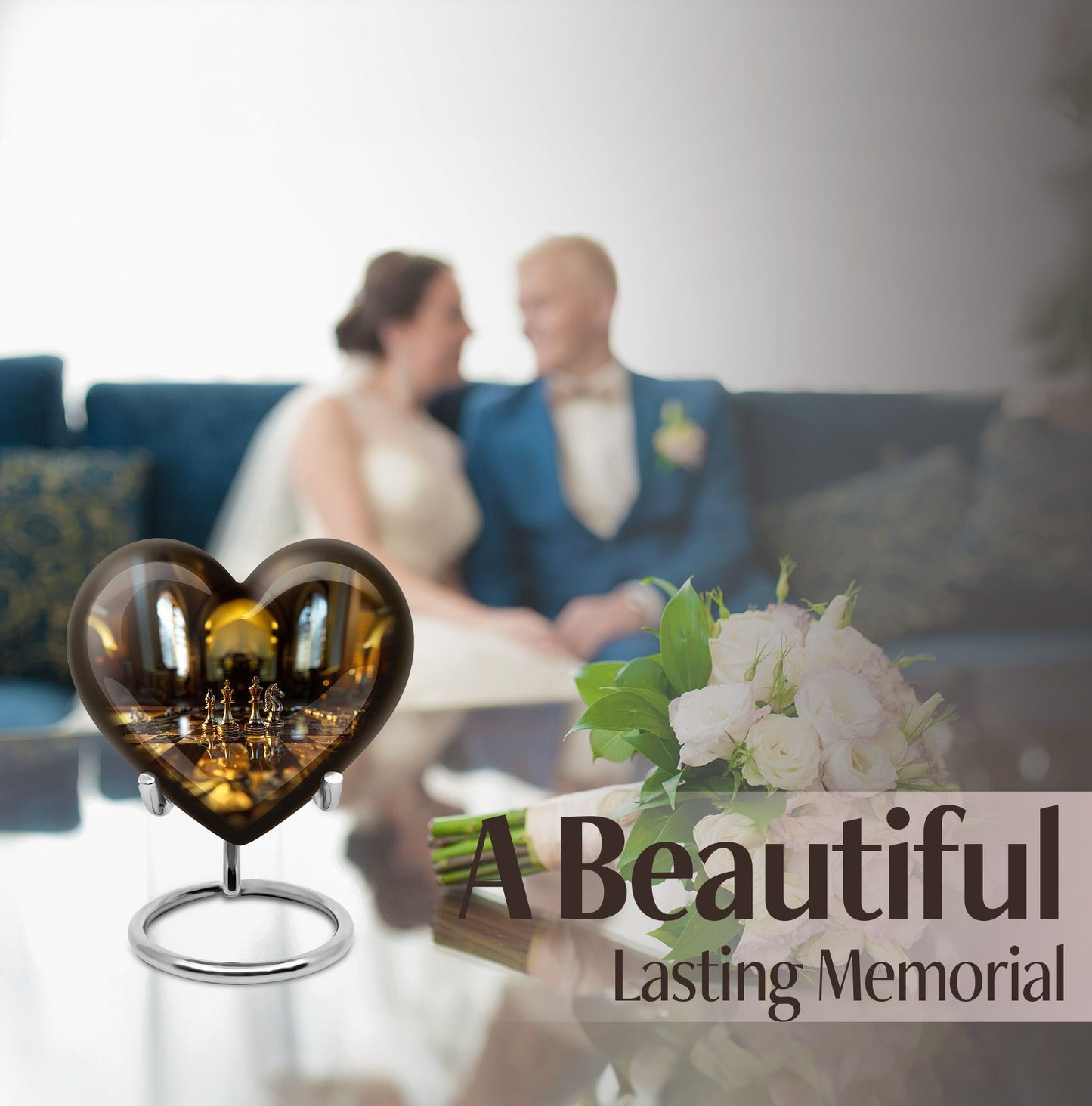 Chess heart design burial urn