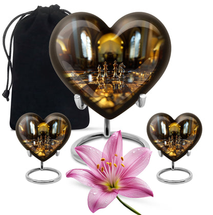 Chess heart design burial urn