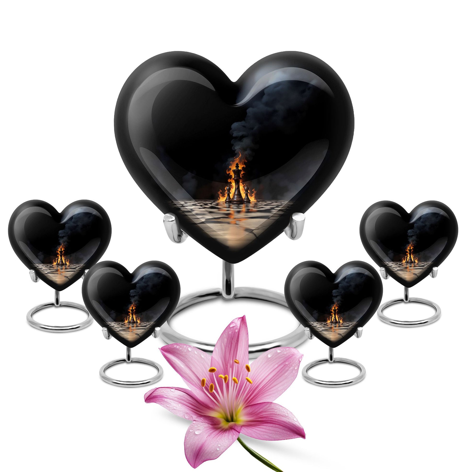 Chess themed Heart Urn for ashes