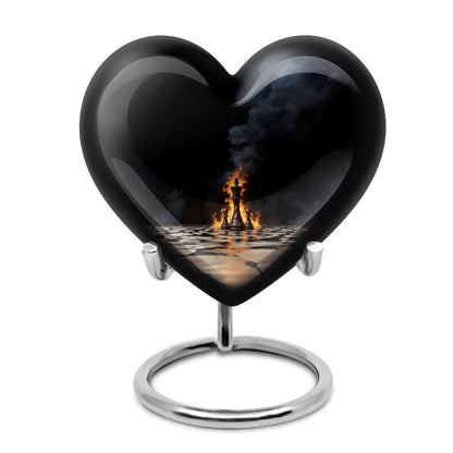 Chess themed Heart Urn for ashes