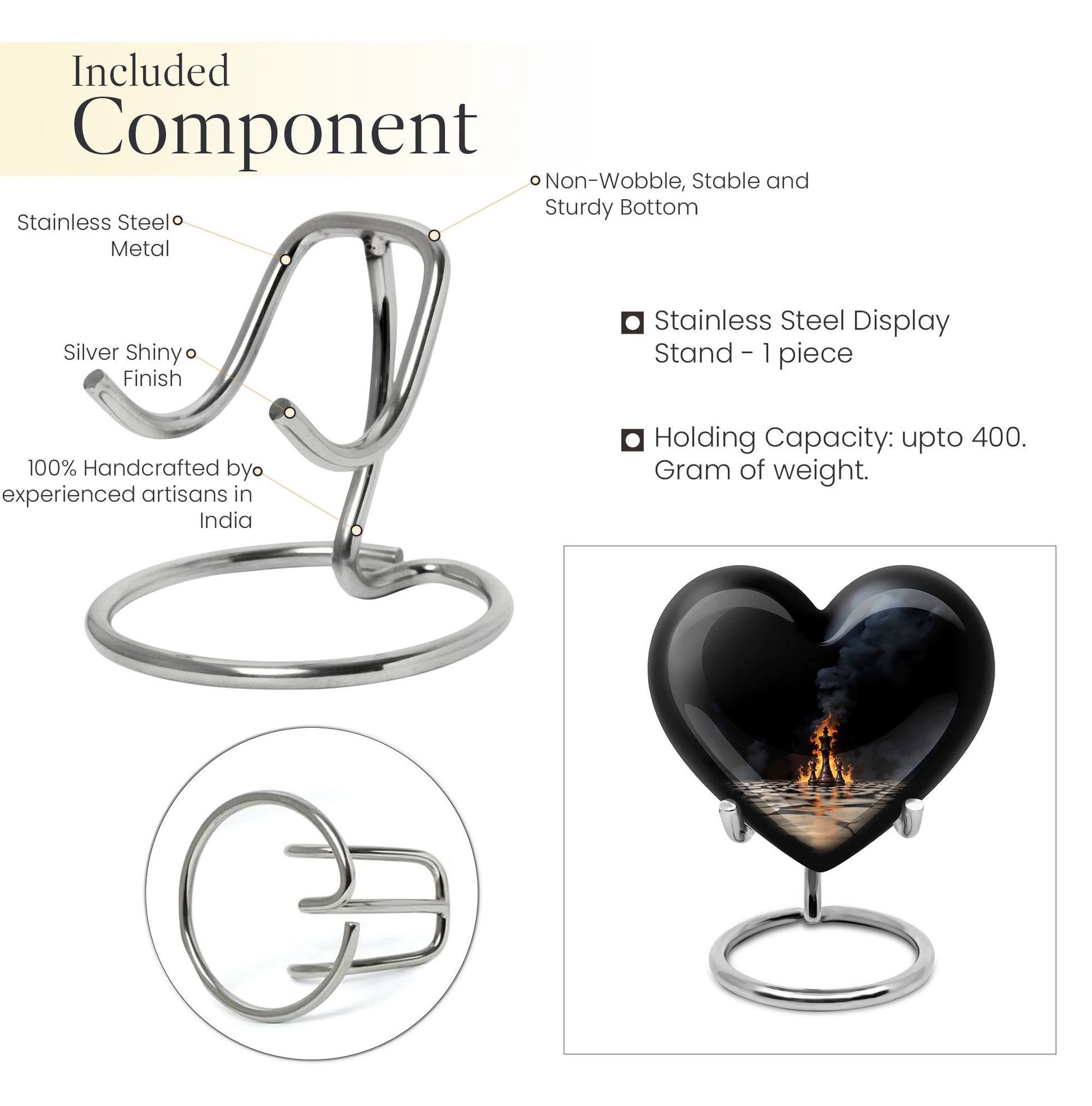 Chess themed Heart Urn for ashes