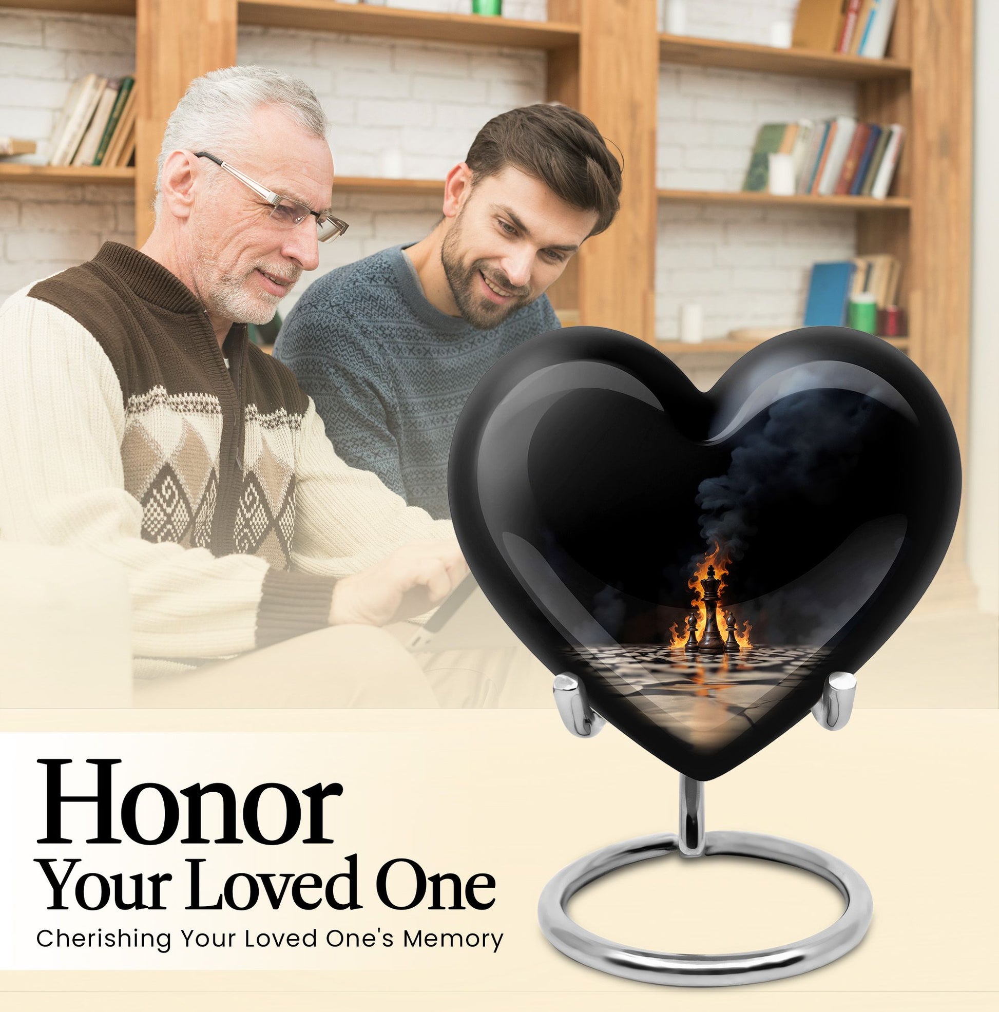 Chess themed Heart Urn for ashes