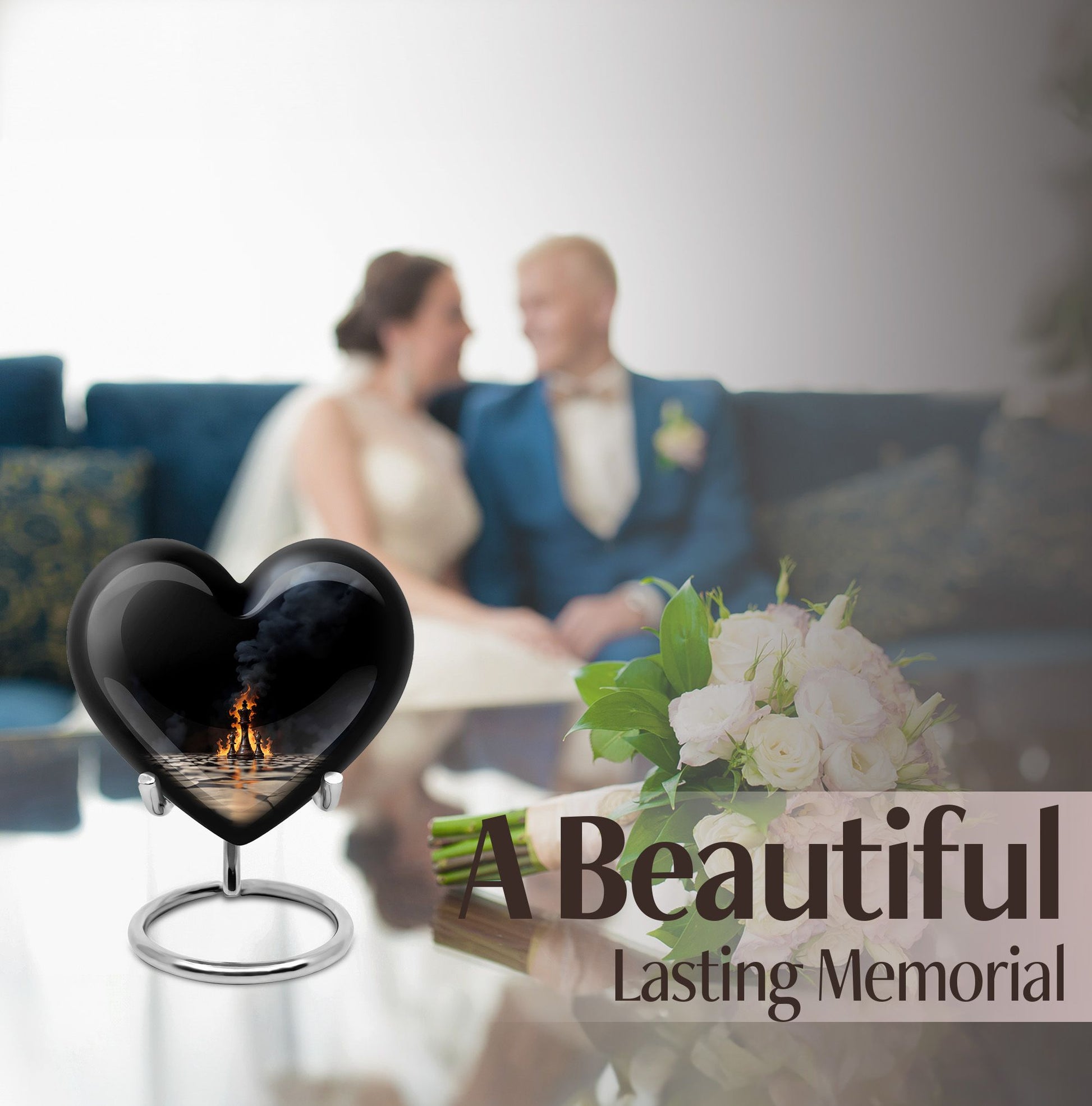 Chess themed Heart Urn for ashes
