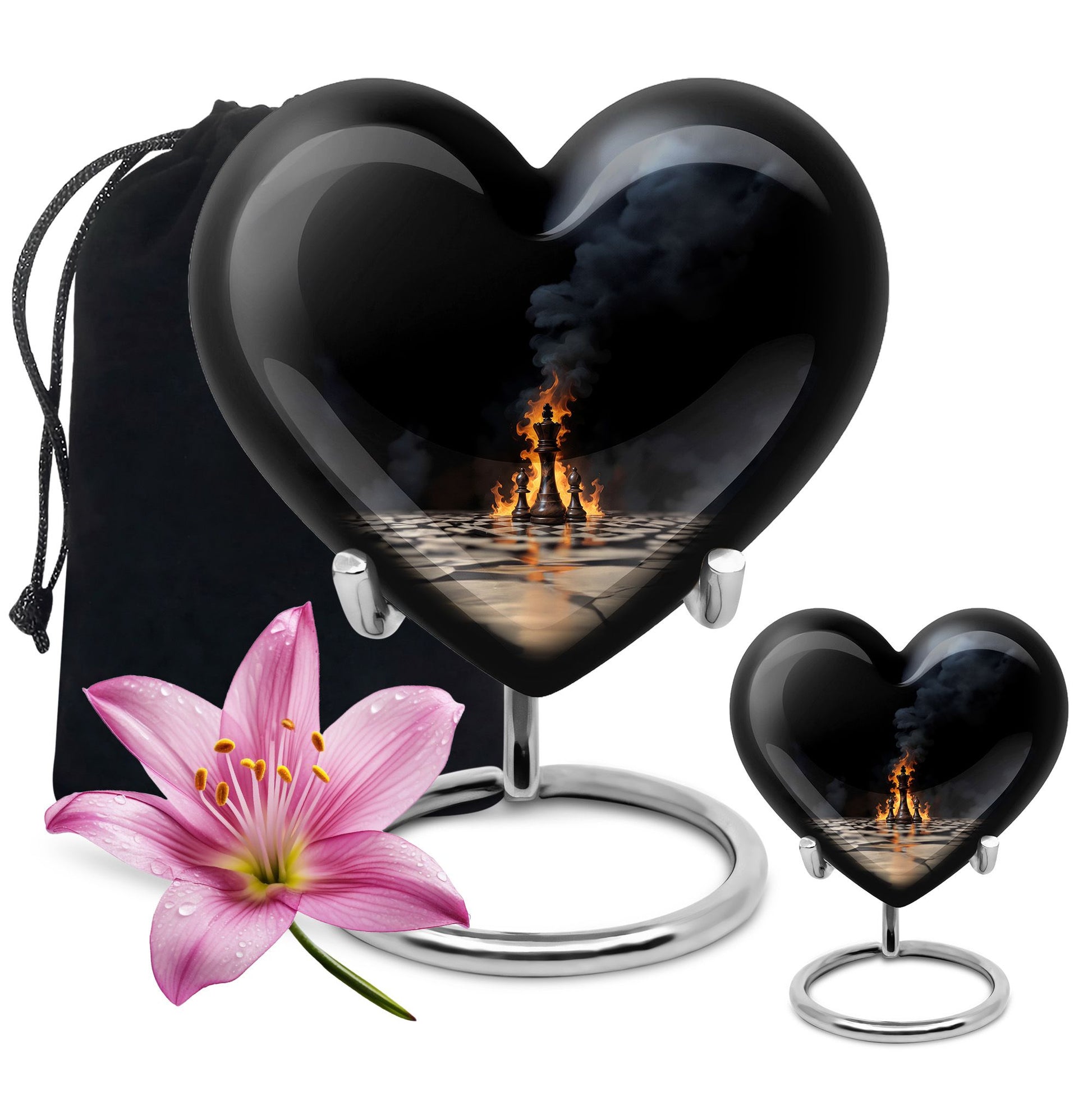 Chess themed Heart Urn for ashes