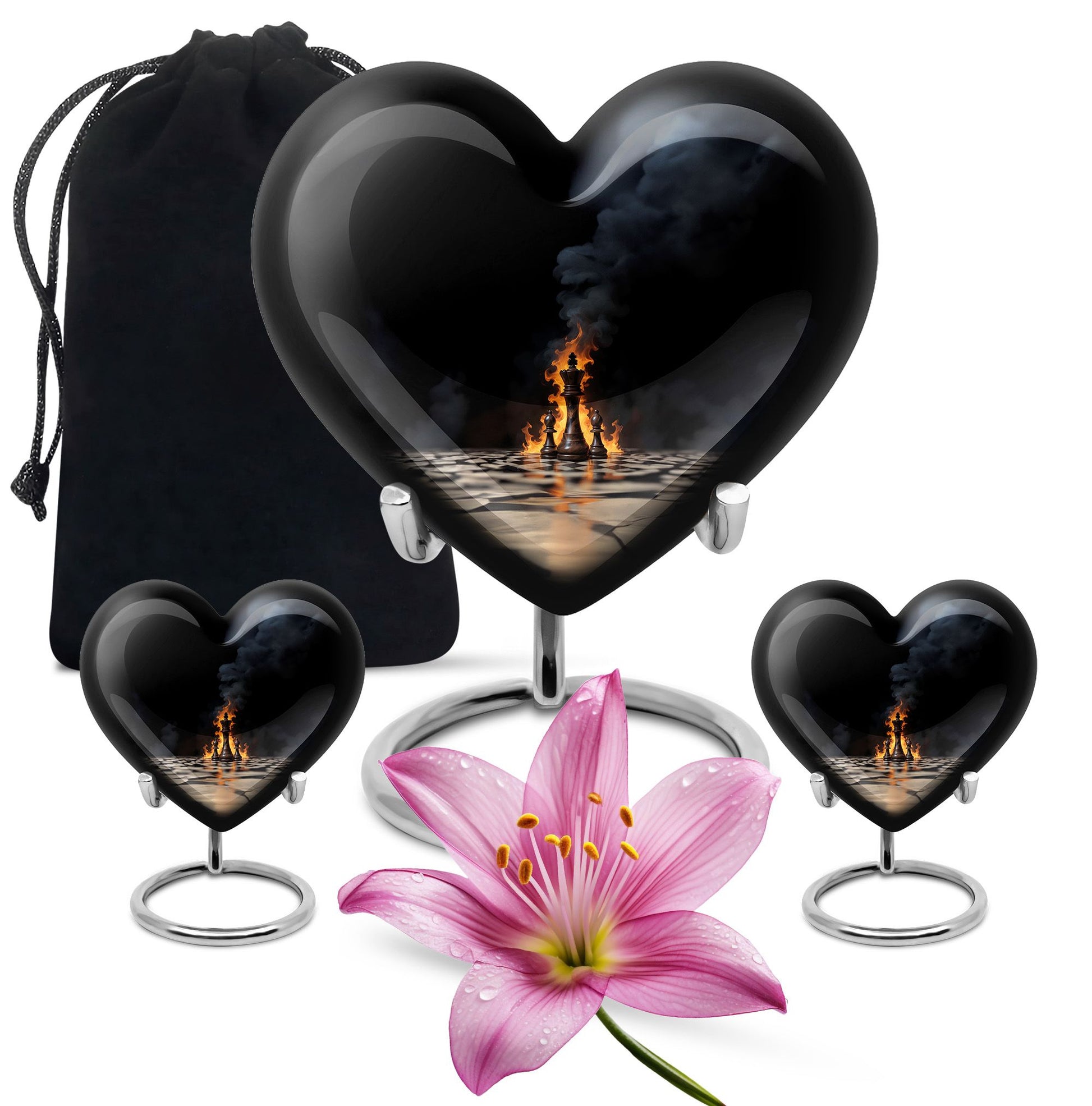 Chess themed Heart Urn for ashes