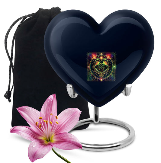 Zodiac Heart Urn For Ashes.