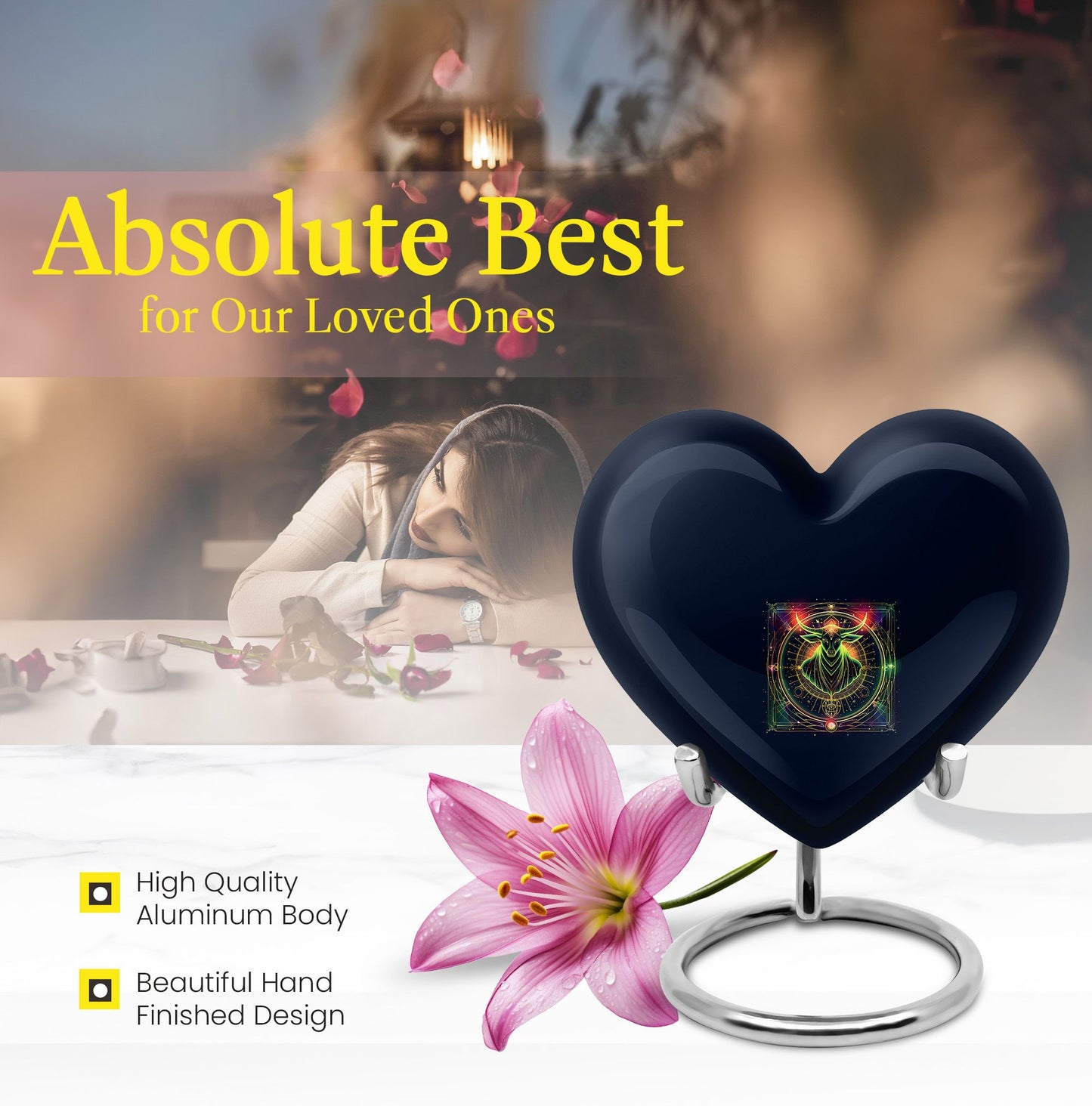 Zodiac Heart Urn For Ashes.