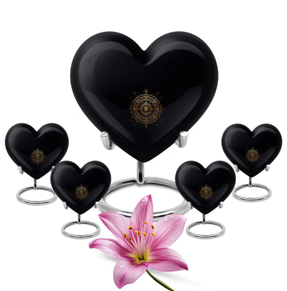 Heart-shaped zodiac-themed cremation urn