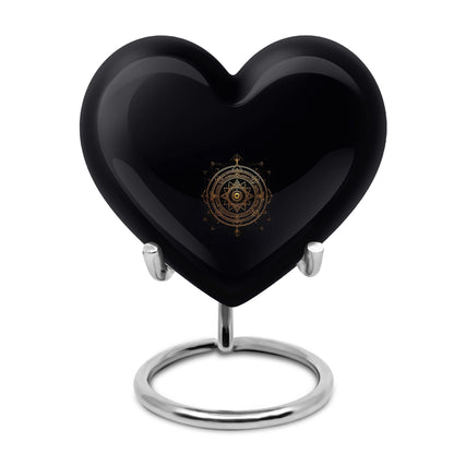 Heart-shaped zodiac-themed cremation urn