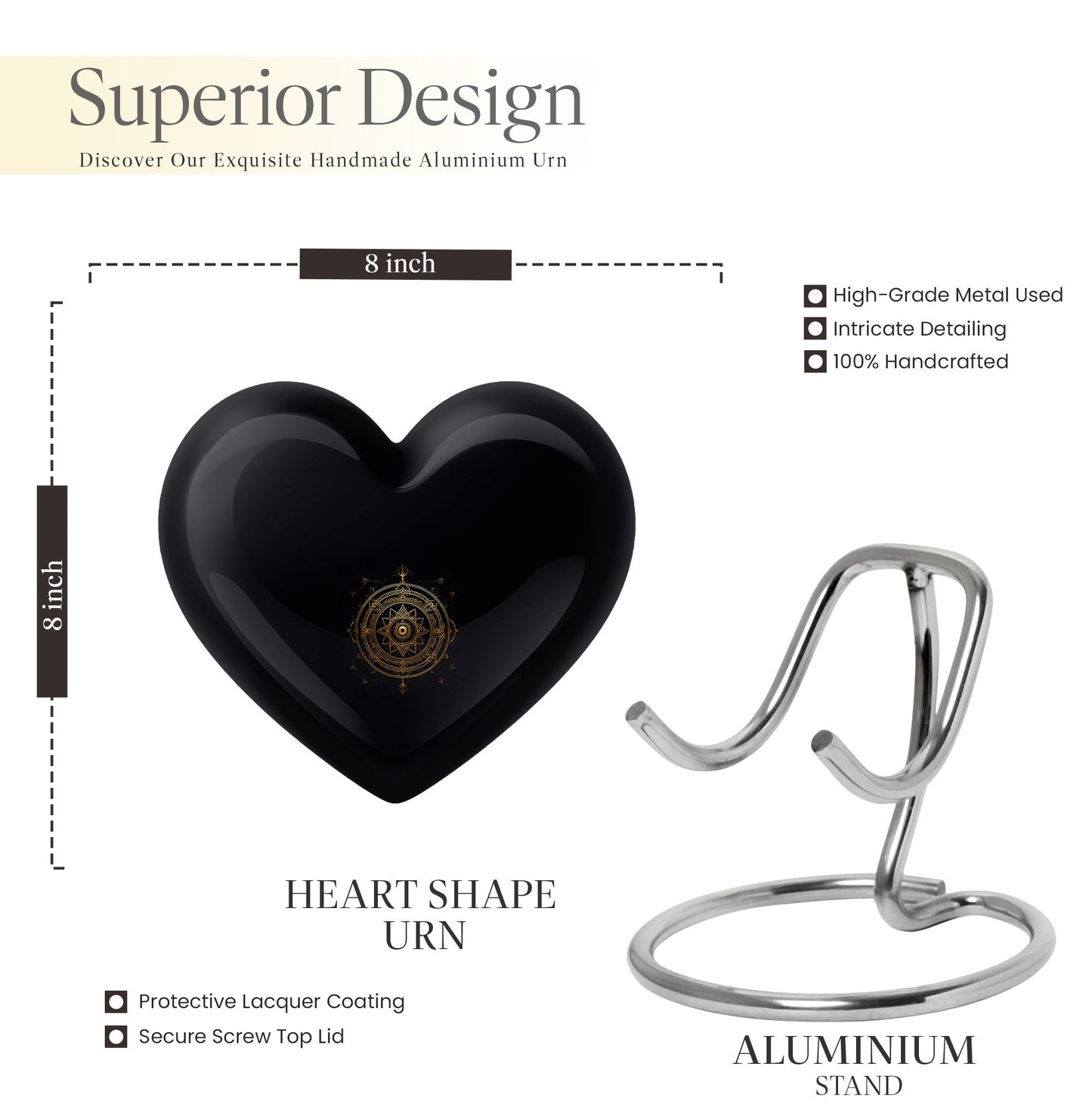 Heart-shaped zodiac-themed cremation urn