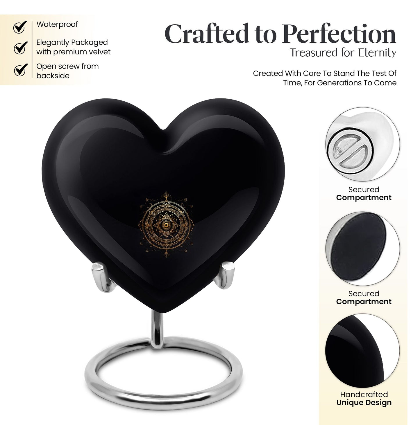 Heart-shaped zodiac-themed cremation urn