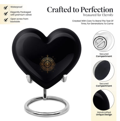 Heart-shaped zodiac-themed cremation urn